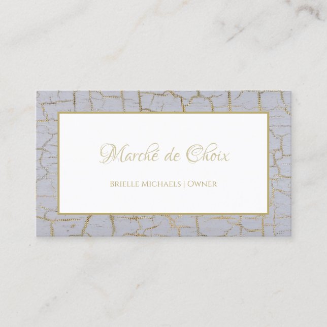 Elegant Crackled Paint Gilded Gold Boutiuque Business Card (Front)