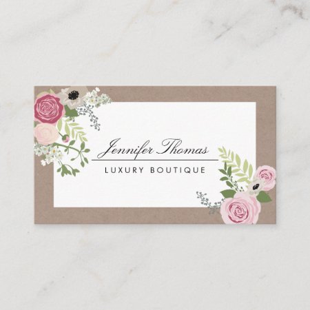 Elegant Craft Floral Motif Luxury Boutique Business Card