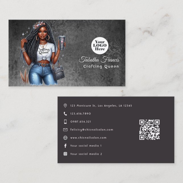 Elegant Crafting Queen Design Business Card (Front/Back)