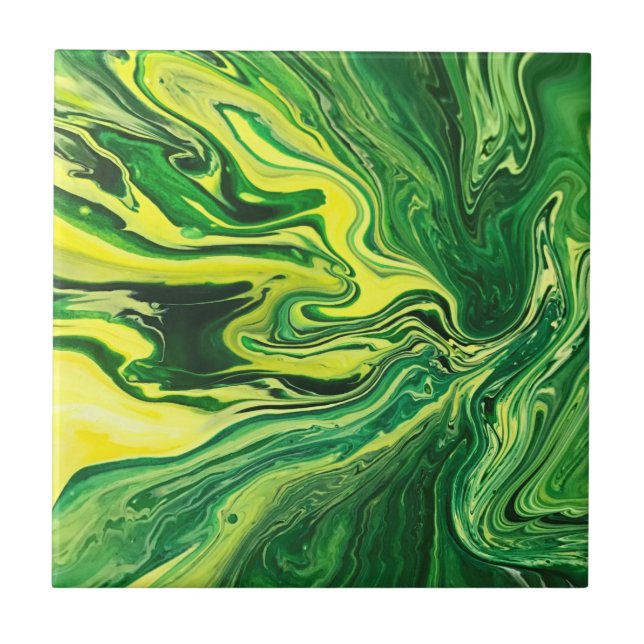 Elegant Crazy Agate 5 - Green Yellow Ceramic Tile (Front)