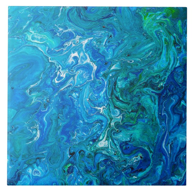Elegant Crazy Lace Agate 2 - Blue Aqua Ceramic Tile (Front)