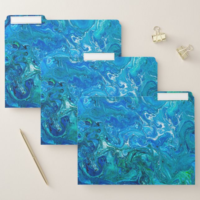 Elegant Crazy Lace Agate 2 - Blue Aqua File Folder (Set)
