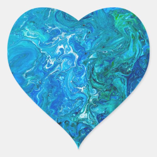 Elegant Crazy Lace Agate 2 _ Blue Aqua Heart Sticker