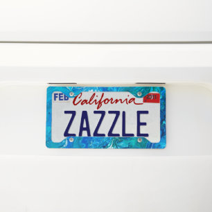 Elegant Crazy Lace Agate 2 - Blue Aqua License Plate Frame