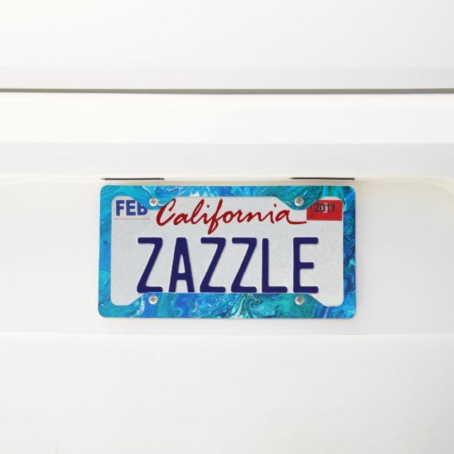 Elegant Crazy Lace Agate 2 - Blue Aqua License Plate Frame (On Car)