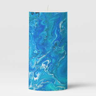 Elegant Crazy Lace Agate 2 - Blue Aqua Pillar Candle