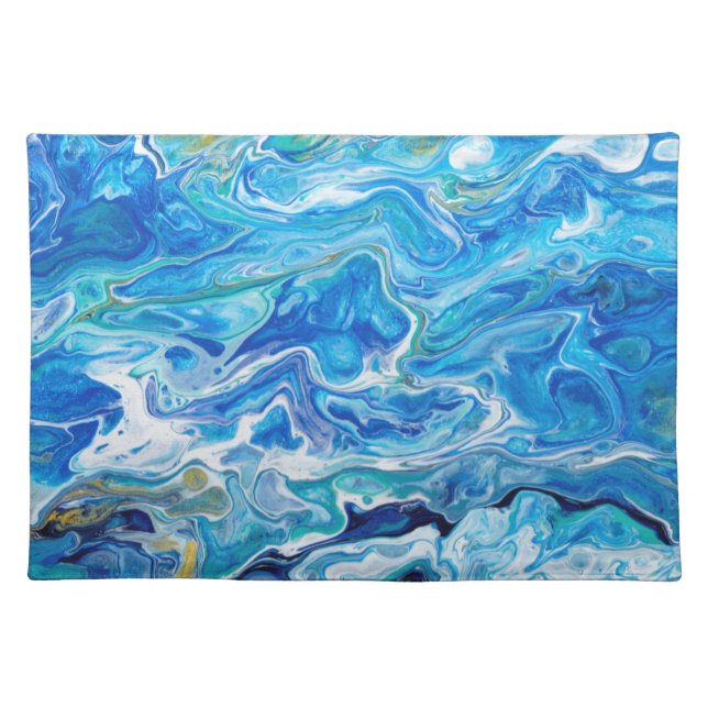 Elegant Crazy Lace Agate 6 - Ocean Blue Cloth Placemat (Front)