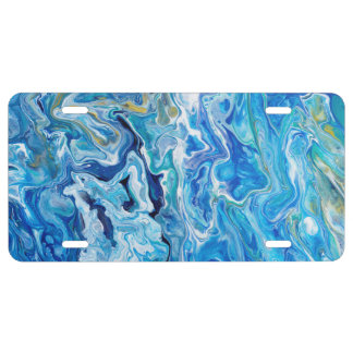 Elegant Crazy Lace Agate 6 - Ocean Blue License Plate