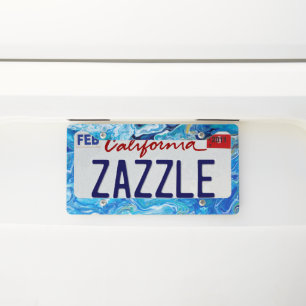 Elegant Crazy Lace Agate 6 - Ocean Blue License Plate Frame