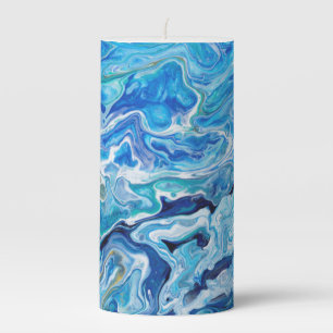 Elegant Crazy Lace Agate 6 - Ocean Blue Pillar Candle