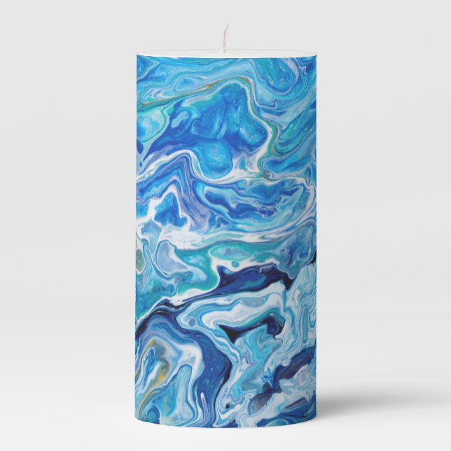 Elegant Crazy Lace Agate 6 - Ocean Blue Pillar Candle (Front)