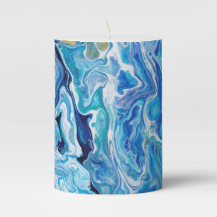 Elegant Crazy Lace Agate 6 - Ocean Blue Pillar Candle