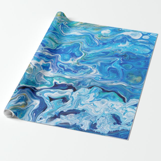 Elegant Crazy Lace Agate 6 - Ocean Blue Wrapping Paper (Unrolled)