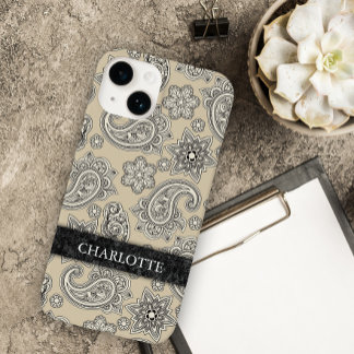 Elegant Cream and Black Paisley Case-Mate iPhone 14 Case