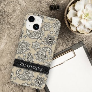 Elegant Cream and Black Paisley