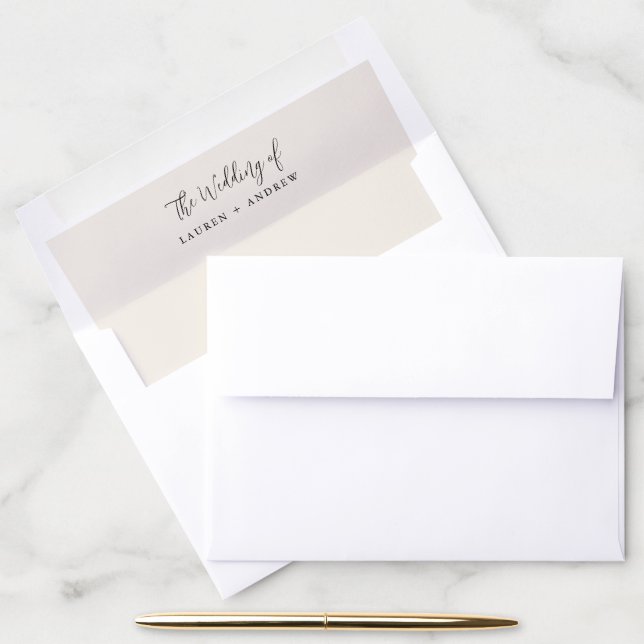 Elegant Cream and Black Wedding Envelope Liner (Desk)