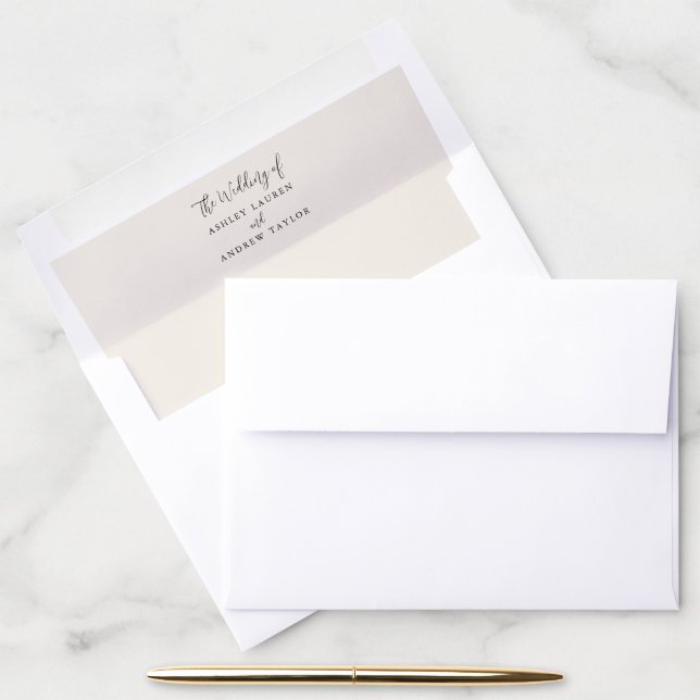Elegant Cream and Black Wedding Envelope Liner (Desk)