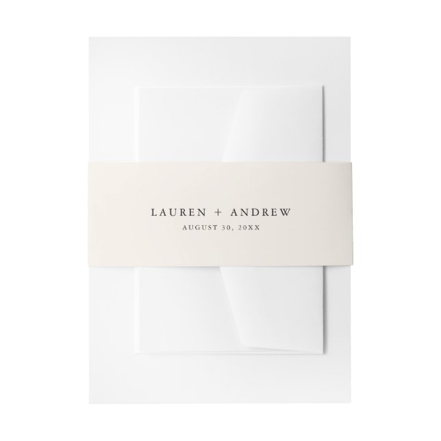 Elegant Cream and Black Wedding Invitation Belly B Band (Front Example)