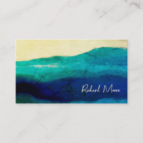 Elegant cream and blue grunge signature abstract b business card