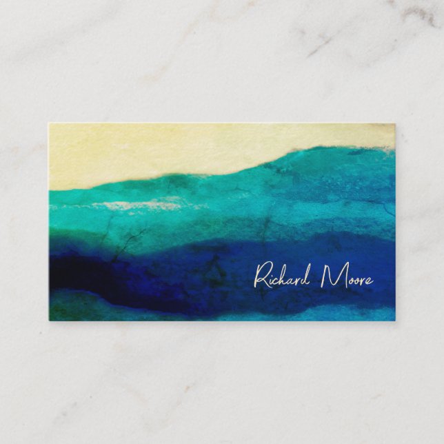 Elegant cream and blue grunge signature abstract b business card (Front)