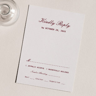 Elegant Cream and Burgundy Wedding RSVP Card