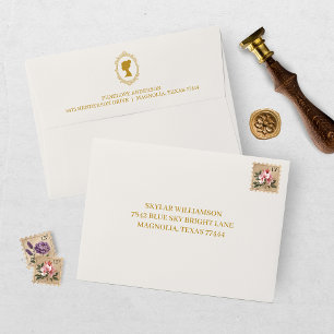 Elegant Cream and Gold Bridal Shower Envelope