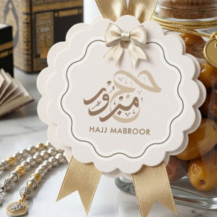 Elegant Cream and Gold Hajj Mabroor Scalloped  Favor Tags