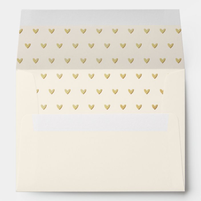 Elegant Cream and Gold Hearts Pattern Envelope | Zazzle.com