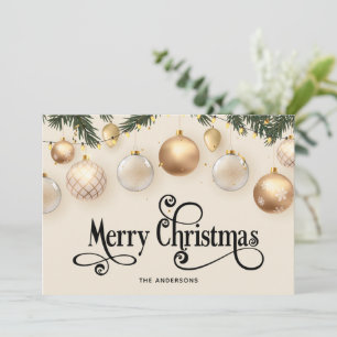 Elegant Cream and Gold Merry Christmas Holiday Card