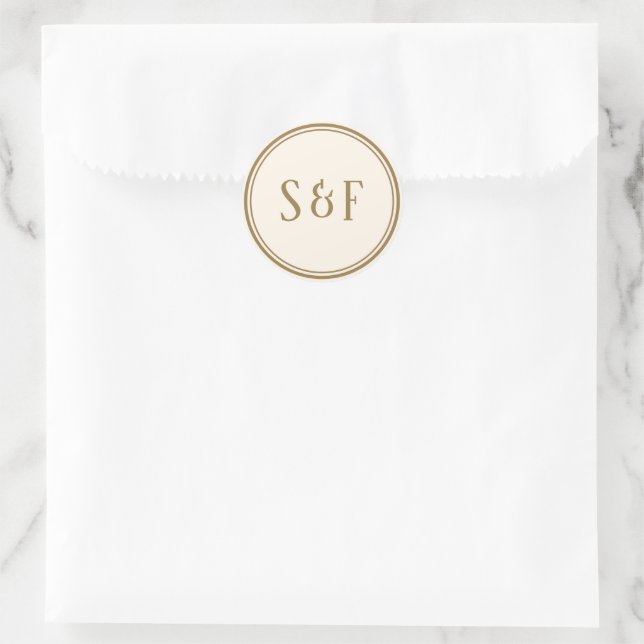 Elegant Cream and Gold Monogram Envelope Seal