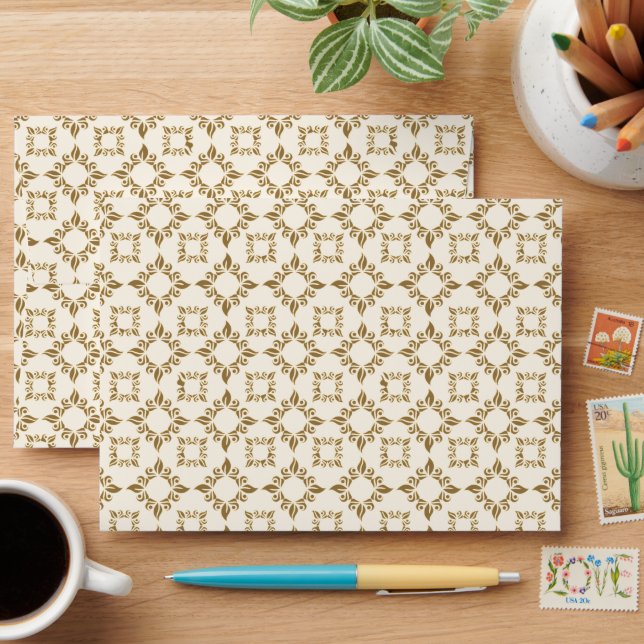 Elegant Cream and Gold Pattern Envelope