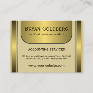 Elegant Cream and Gold Plate Large CPA Accountant Business Card