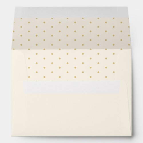 Elegant Cream and Gold Polka Dots Envelope