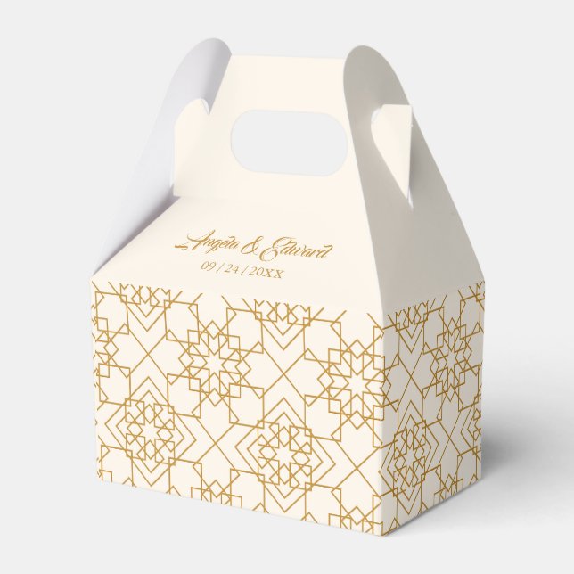 Elegant Cream And Gold Wedding Favor Box (Front Side)