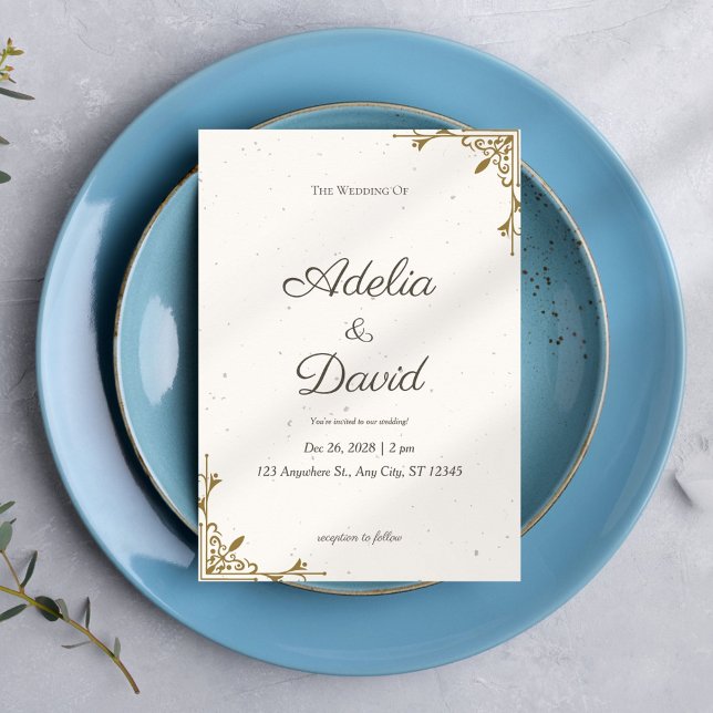 Elegant Cream and Gold Wedding Invitation (Creator Uploaded)
