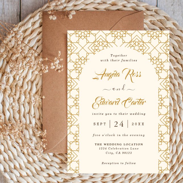 Elegant Cream And Gold Wedding Invitation  (Creator Uploaded)