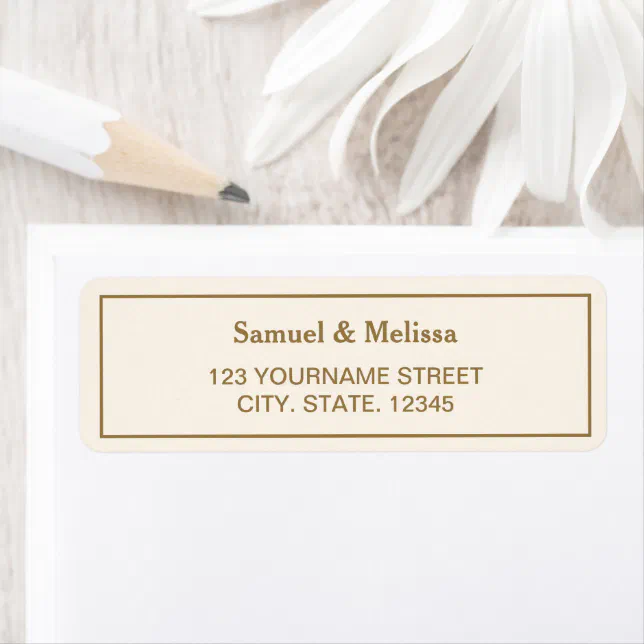 Elegant Cream and Gold Wedding Label