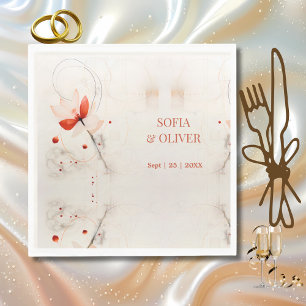 Elegant Cream and Red Poppies Wedding Napkins
