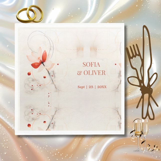 Elegant Cream and Red Poppies Wedding Napkins (Creator Uploaded)