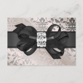 Elegant Cream And Silver Rsvp With Bow by TreasureTheMoments at Zazzle