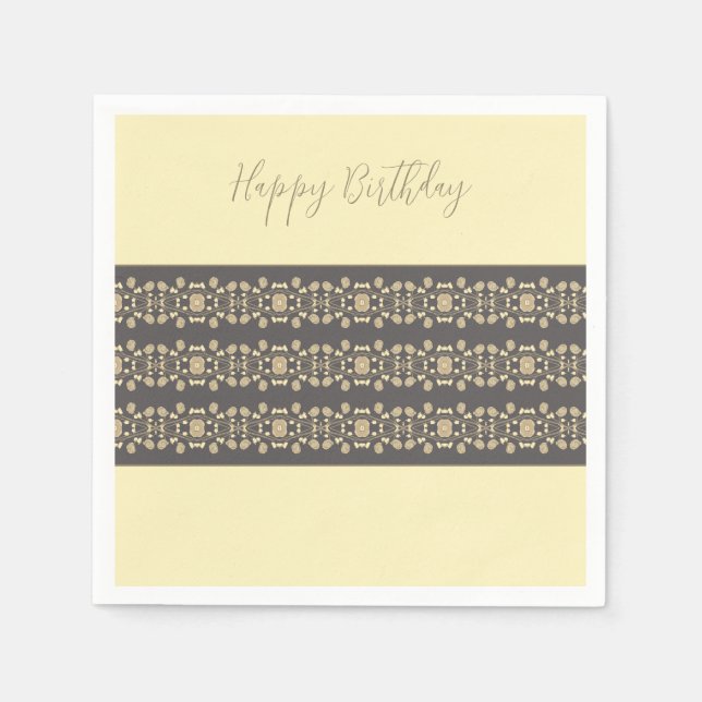 Elegant Cream And Taupe Napkins (Front)