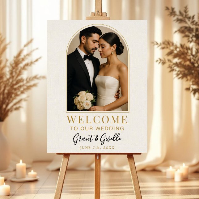 Elegant Cream Arch Photo Wedding Welcome Sign  (Creator Uploaded)