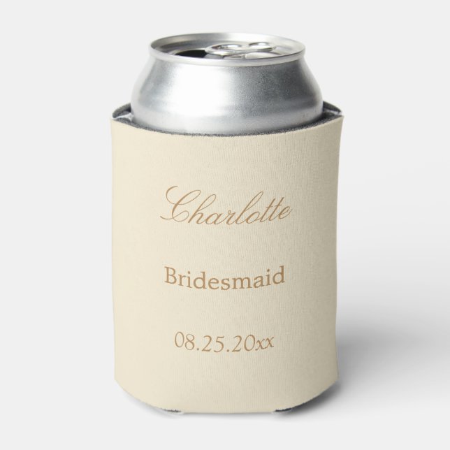 Elegant Cream Beige Bridesmaid Favor Can Cooler (Can Front)