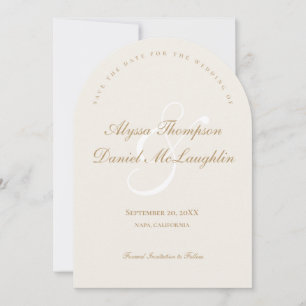 Elegant Cream Beige Formal Script Wedding Arch Save The Date