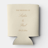 Modern Monogram Simple Cream Ivory Wedding Favor Can Cooler