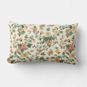 Elegant Cream Blossoms Lumbar Pillow