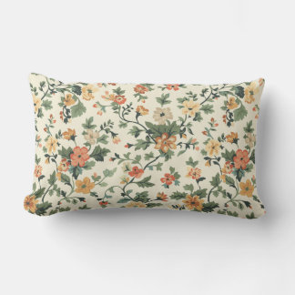 Elegant Cream Blossoms Lumbar Pillow