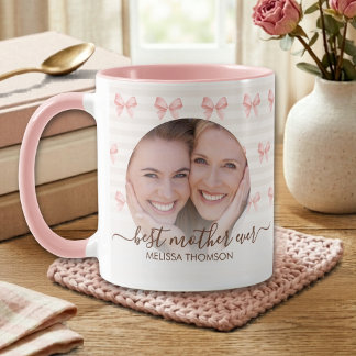 Elegant Cream Blush Pink Best Mother Ever Photo Mug