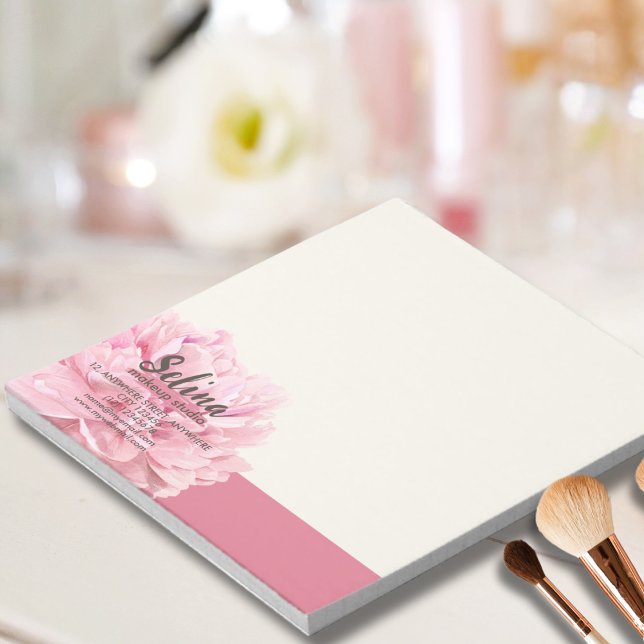 Elegant Cream Blush Pink Floral  Makeup Studio  Notepad (Creator Uploaded)