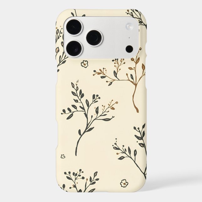 Elegant Cream Botanical Branches Floral Phone Case (Back)